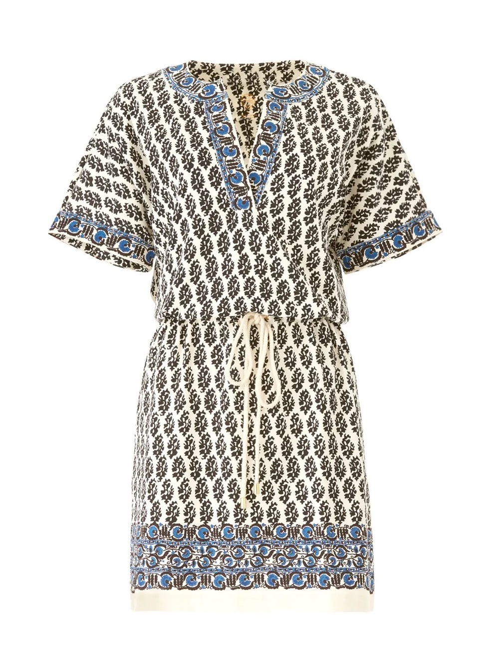 Tory Burch Amara Printed Drawstring Dress Size Small Pima Cotton